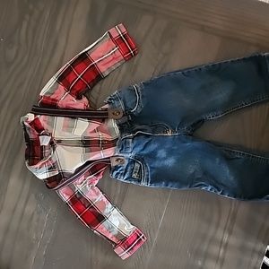 Carter's Boys 12 Month Holiday/Christmas Outfit Pants/Shirt set